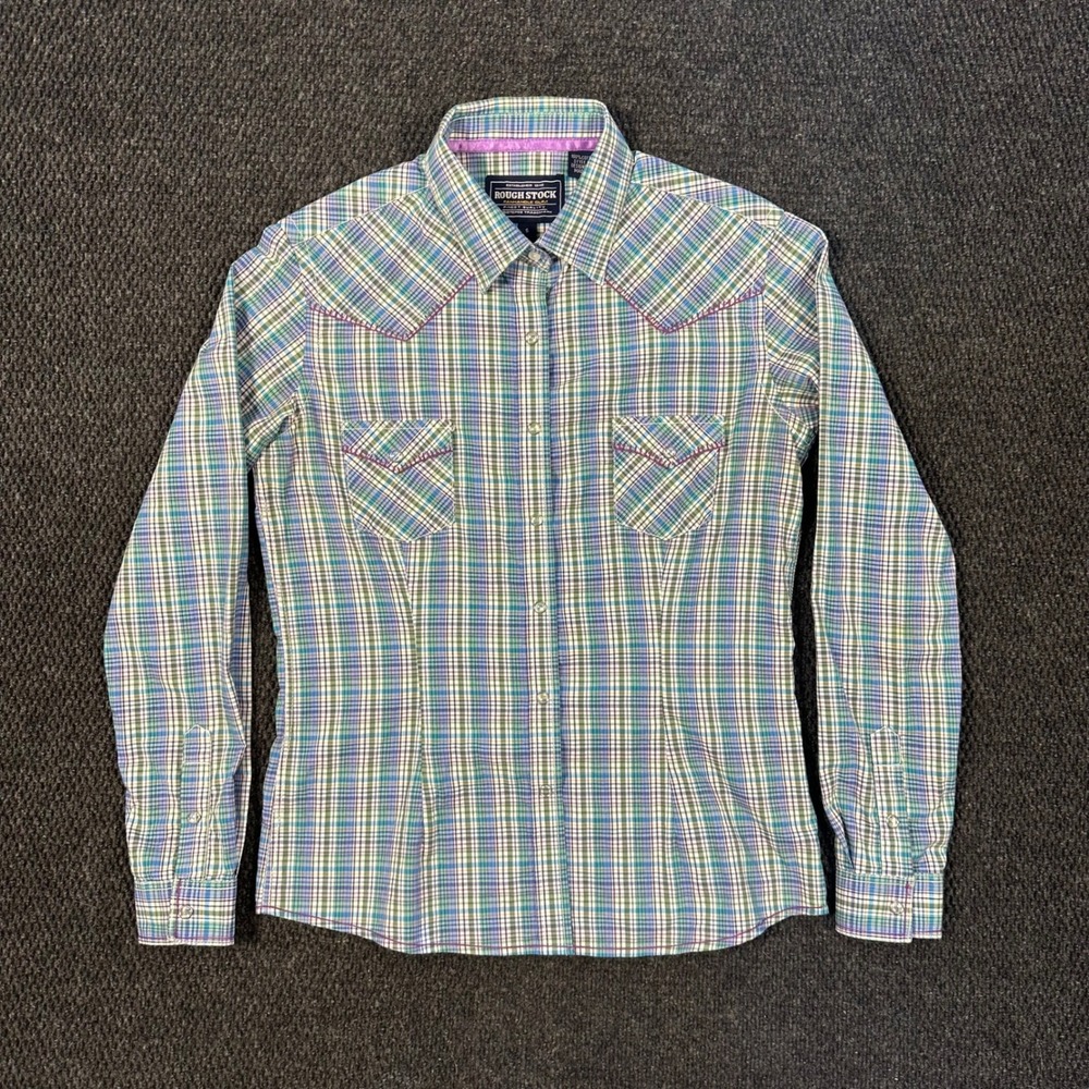 Panhandle Rough Stock Pearl Snap Western Shirt Women S Plaid Contrast Whipstitch